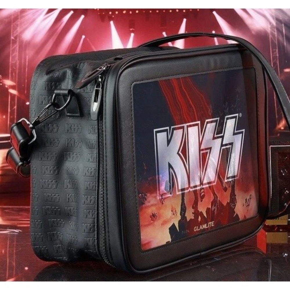 Glamlite x KISS Rock and Roll Makeup Bag Black Lenticular Motion Travel Case New
